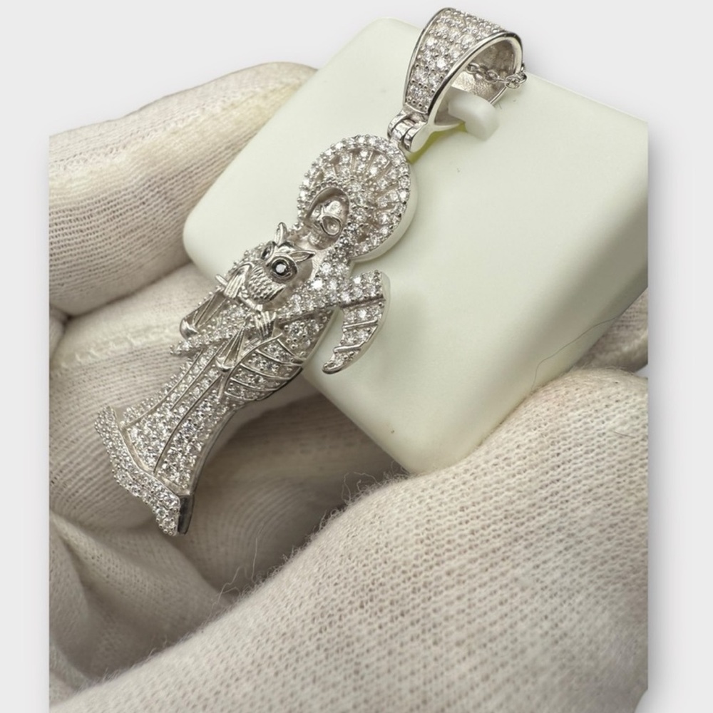 925 silver moissanite Grim Reaper/owl necklace.